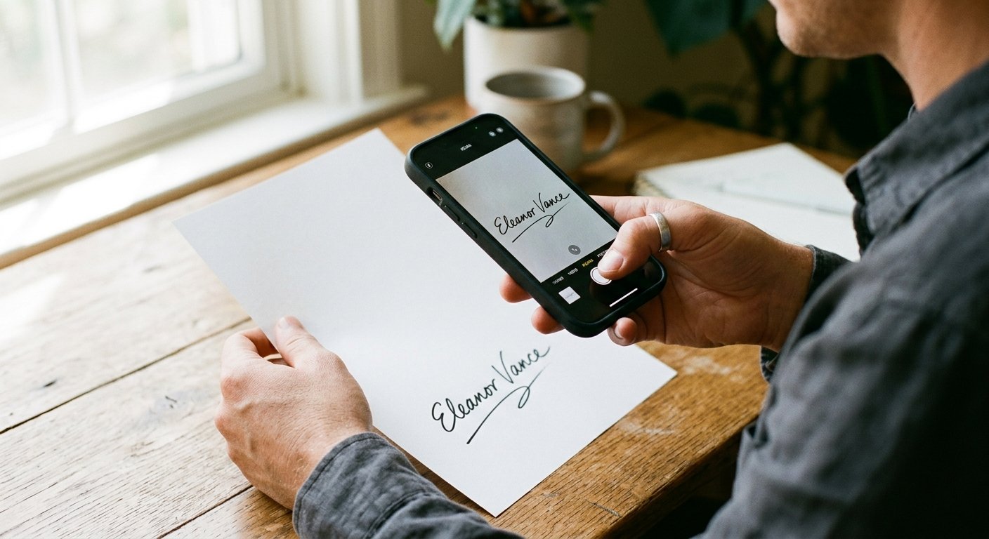Creating a digital signature using a smartphone.