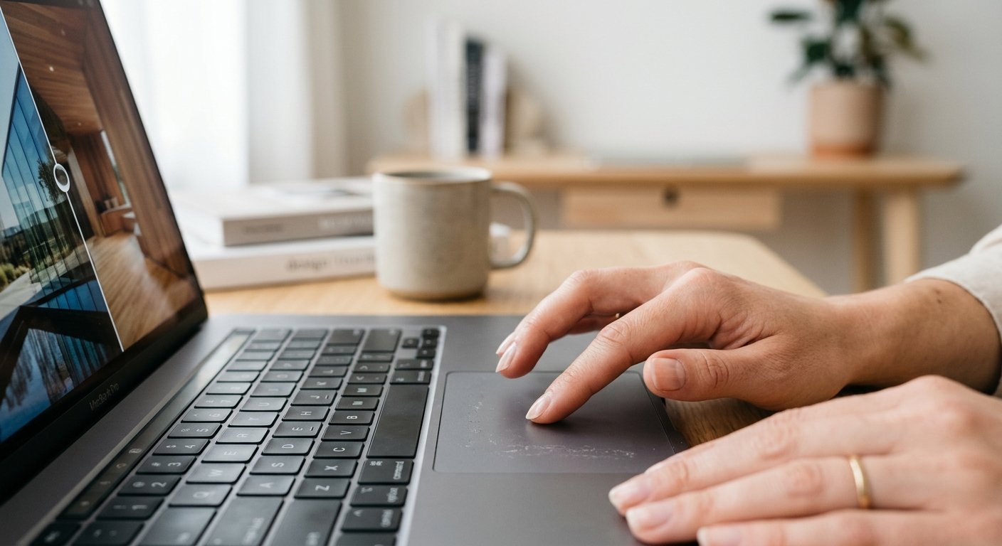 A close-up of a user precise editing a photo comparison.