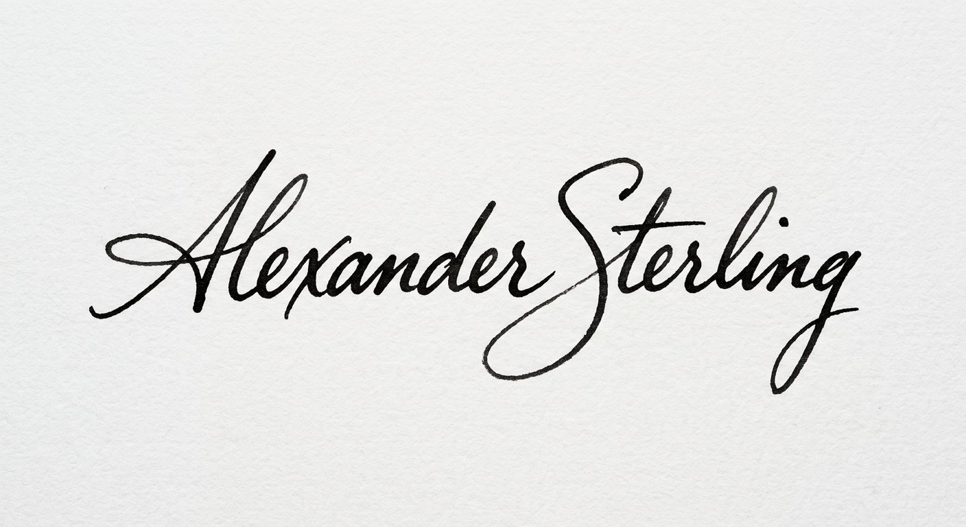 Close up of a handwritten signature on white paper.